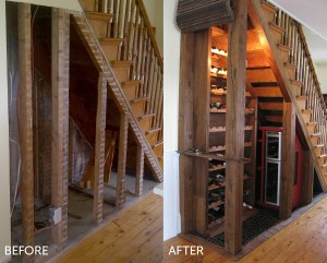 Under the Stairs Wine Cellar by Fair & Square Carpentry